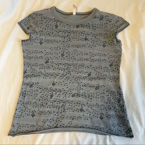 Xhilaration Size XL Grey Music Note Print Short Sleeve Casual T-Shirt